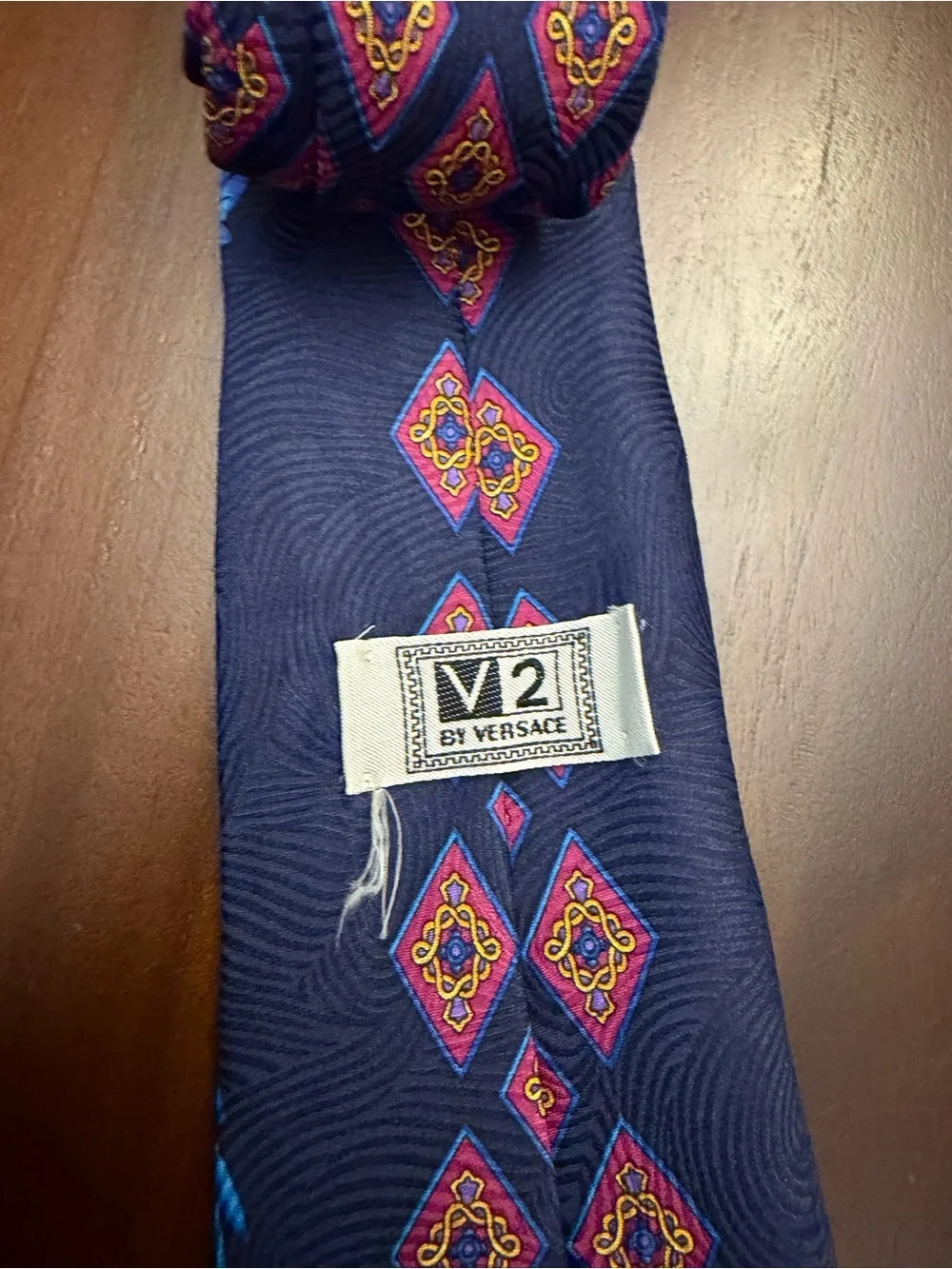 Vintage GIANNI VERSACE Silk '90s Baroque Atelier Gold Blue Red Necktie Tie